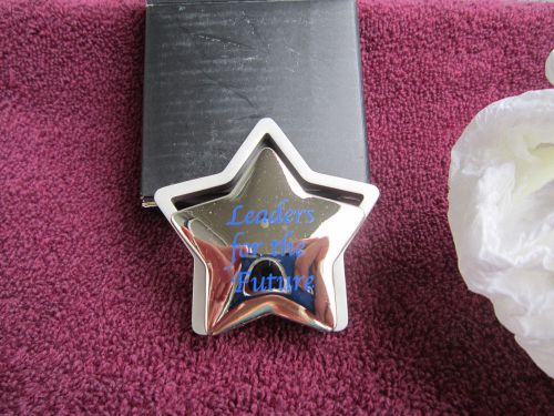 Star-shaped business card holder, enscribed with &#034;Leaders for the Future.&#034;