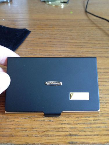 FREIGHTLINER Black over Brass Business Card Holder with cloth cover