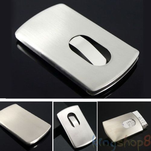 Portable thumb slide out stainless steel pocket business credit name card holder for sale