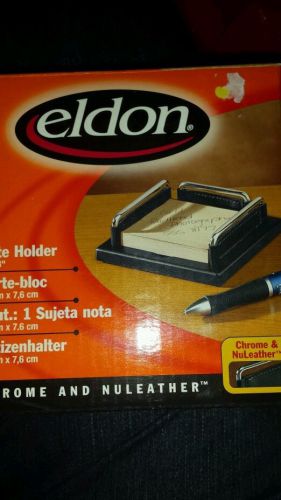 DESK ORGANIZERS:STICKY/NOTE  HOLDER~CHROME AND NULEATHER~ELDON 15972= NEW