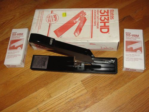 Bates 313 HD Heavy Duty Stapler w 2 Boxes of 313-141M Staples Office Quality