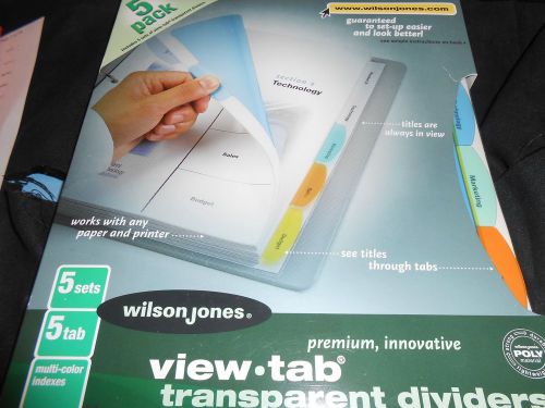 Wilson jones 55565 view tab transparent dividers, 5-tab, 8.5x11, 5 sets / box for sale