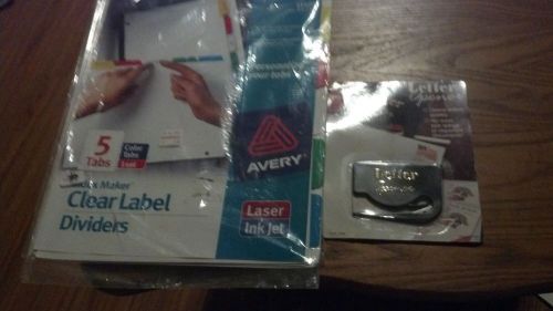 Avery- Binder clear label dividers- laser 5 Tabs (2 sets) and 1 letter opener