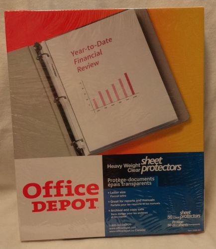 Office Depot Sheet Protectors - Heavy Duty, Clear NEW box 50 count  8.5 x 11,