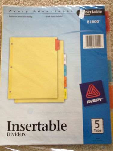 Lot Of 10 NEW Avery Insertable Dividers 5 Tabs    81000