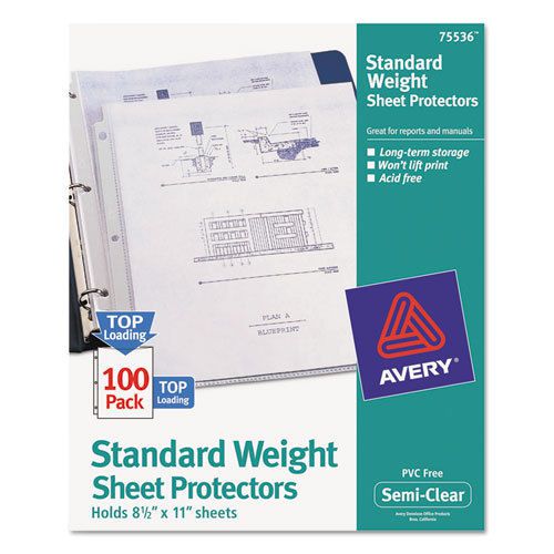 Top-load polypropylene sheet protectors, letter, semi-clear, 100/box for sale