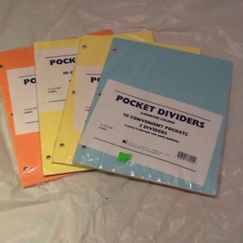 NIP Comet School Supplies Set of 5 Pocket Dividers Multi Color
