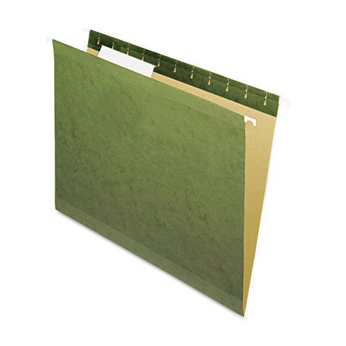 Reinforced Hanging Folders, No Tabs, Letter, Standard Green, 25/Box