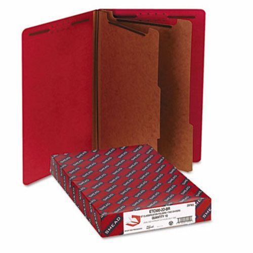 Smead Pressboard End Tab Folders, Legal, 6 Section, Red, 10 per Box (SMD29783)