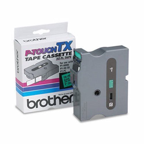 Brother P-touch TX Tape Cartridge for PT-8000, 1w, Black on Green (BRTTX7511)