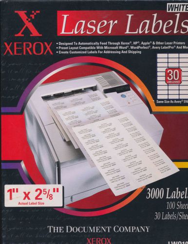 Avery 5160 equivalent labels: Xerox LWO100 1&#034; x 2 5/8&#034;, 30 per page