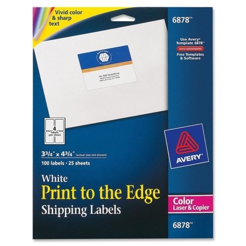 Avery Mailing Label - 3.75&#034; Width x 4.75&#034; Length - 100/Pk - Laser - White