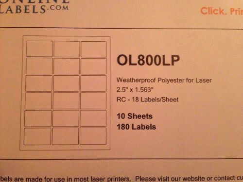 Online Labels Weatherproof LASER Printer Labels 2.5&#034; X 1.563&#034; 180ct