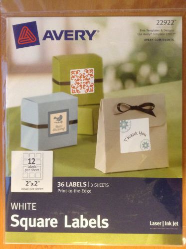 Avery White Square Labels - 22922 - Lot of 3 - 108 Labels total