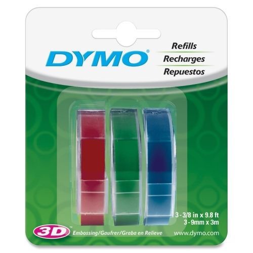 DYMO 3D Embossing Label Tape 3 Pack 3/8&#034; x 9.8&#039; Red Blue Green 1741671 FREE SHIP