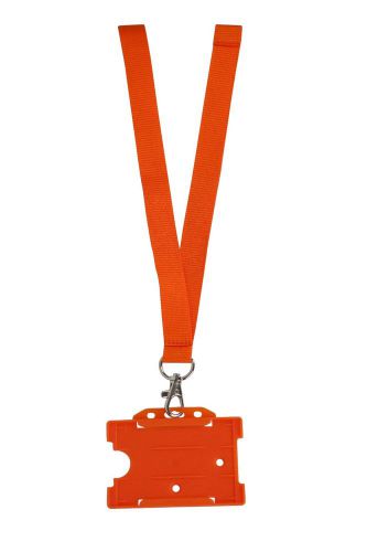 Orange 20mm Lanyard with breakaway and zinc alloy clip PLUS CARD HOLDER