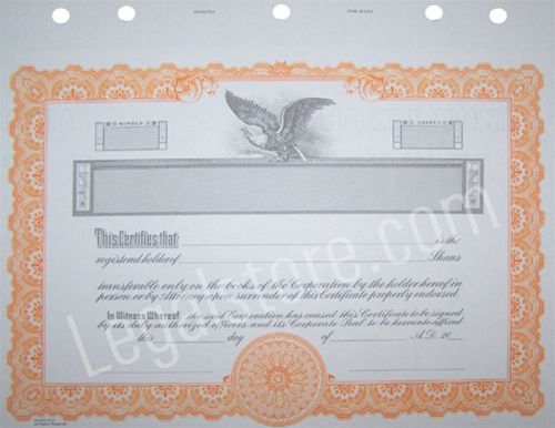Item kg4  goes® corporate certificate, orange border, 25 per package, 8.5x11 for sale