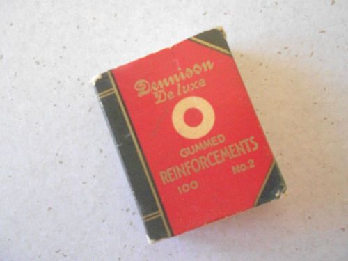 Dennison De Luxe No. 2 vintage Gummed Reinforcements box of 100 Made In USA