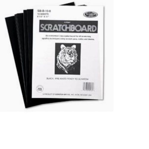 10 pack of inked (black coated 10 point thickness scratch boards-scratch art