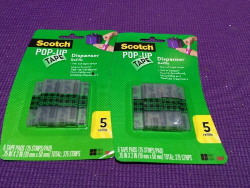 2 packs of 5 scotch popup tape dispenser refills (10 refills) 75 strips/ea for sale
