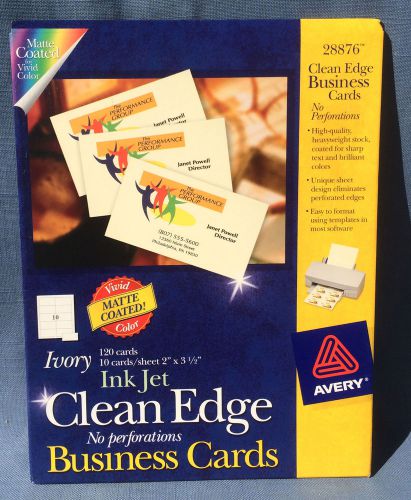 Avery 28876 Ink Jet Clean Edge Business Cards Matte Ivory 120 Cards 2&#034; x 3.5&#034;