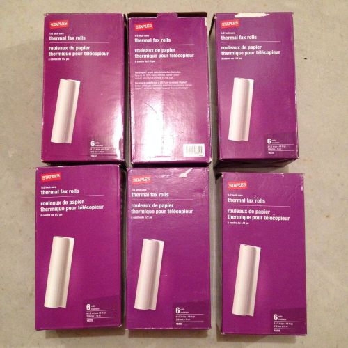 STAPLES 36 ROLLS THERMAL FAX PAPER ROLLS (8.5&#034; x 49&#039; FT) (216mm x 15m) 1/2&#034; CORE