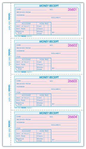 Rediform money receipt book - 200 sheet[s] - wire bound - 2 part - (8l804) for sale