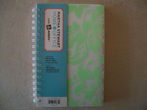 Green Damask Martha Stewart Home Office 100 Sheet Notebook, 5.5&#034; X 8.5&#034;, NEW!!