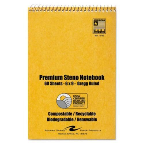 Roaring Spring 12130 Usda Certified Bio-preferred Steno Book, Gregg, 6 X 9, 60