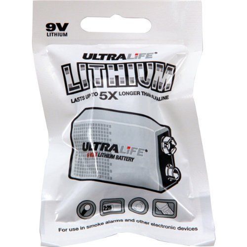 Ultralife u9vl-jpfp6 long-life 9v lithium battery pwr foil pack (u9vljpfp6) for sale