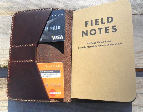 Handmade Leather Chromexcel Case Cover Field Notes Card Holder Burgendy Black