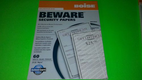 BOISE BEWARE SECURITY PAPER -120 ( 60x2) SHEETS- GREEN-VOID NEW