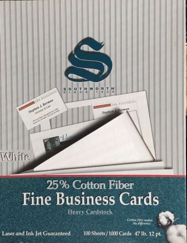Southworth Business Cards - White 1000 cards/100 sheets 47lb