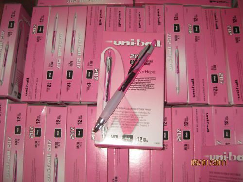 4 New Uniball 207 Pink Ribbon Black ink Pen Medium .7