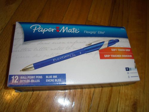 12PK Paper Mate FlexGrip Elite Retractable Ballpoint Pen Fine Point Blue 85583