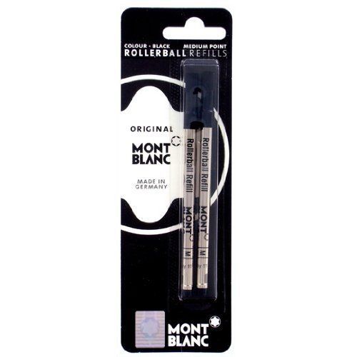 Mont blanc usa 15158 Medium Point Rollerball Refill, 2 per Pack, Black Ink New