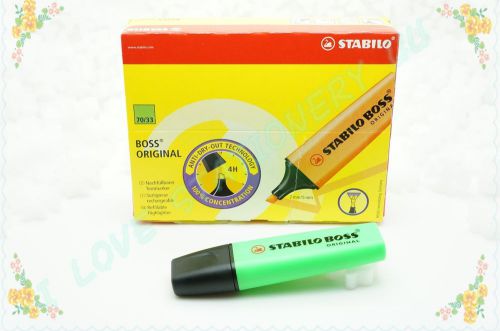Stabilo boss textliner fluorescent highlighter pen (green) 10 piece for sale