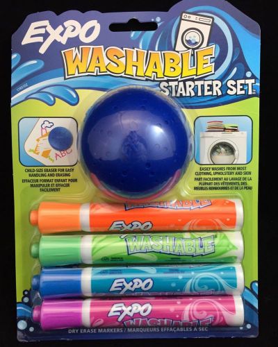 Expo 4 washable dry erase markers and eraser bullet tip for sale