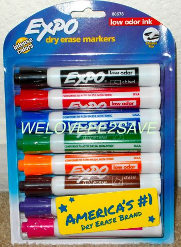 Expo Dry Erase Markers (8 total), Chisel Tip, Intense Colors **New** 80678
