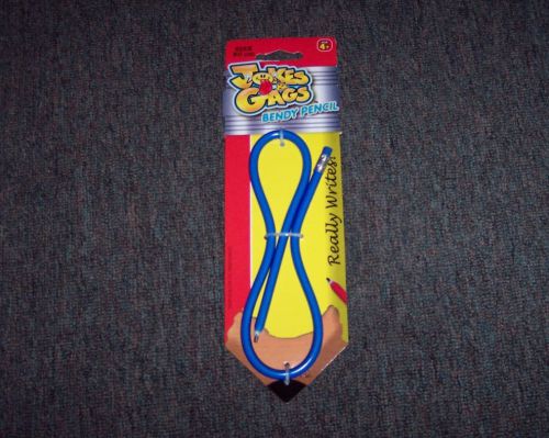NEW JOKE / GAG BLUE BENDY PENCIL  ~20 INCHES - REALLY WRITES - USE OVER &amp; OVER