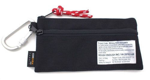 Rough enough military ballistic cordura small pouch bag with carabiner (black) for sale