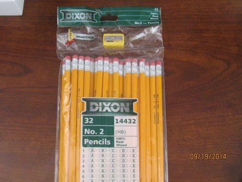 Dixon No. 2 pencils. 100% Real Wood, HB 32 pencils with Bonus XTRA Sharpener.