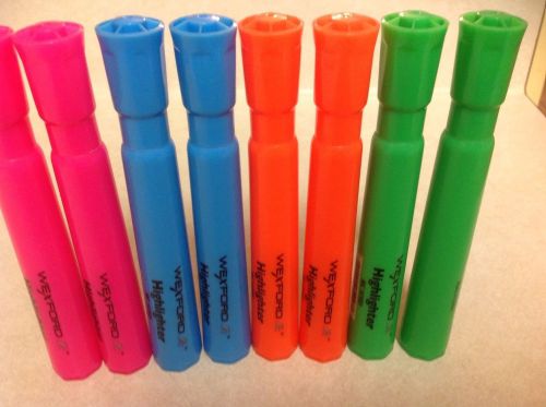 8 Lot Highlighters, Green, Orange, Pink, Blue, Students,Teachers, Office College
