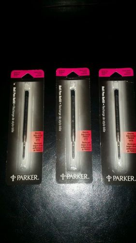 Lot of 3 Parker Ball Pen Refills, Medium Point, Black Ink - New (R2)