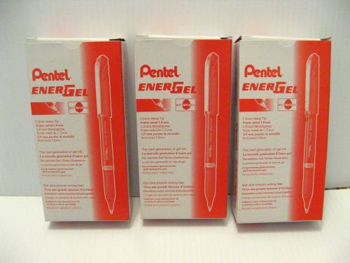 PENTEL ENERGEL STICK RED GEL INK PEN Pack of 12 1.0mm BL30-B - Lot of 3