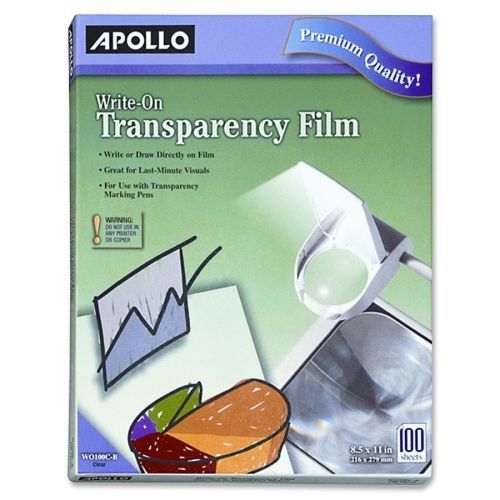 Apollo Write-On Transparency Film -8.50&#034; x 11&#034; - 100 / Box - Clear