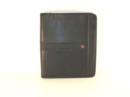 Wegner Swiss Army Zippered Black Binder Folder Folio