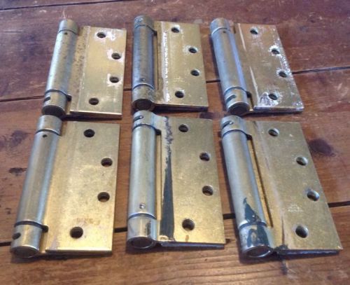 6 bommer spring, 4.5&#034; brass finish door hinges used door hinges lot for sale