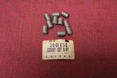 3/8-24 x 1/2&#034; 18-8 Stainless steel Socket set screw Cup Point Pkg 10 New