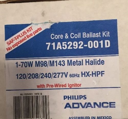 Phillips advance core &amp;coil ballast kit 71a5292-001d for sale